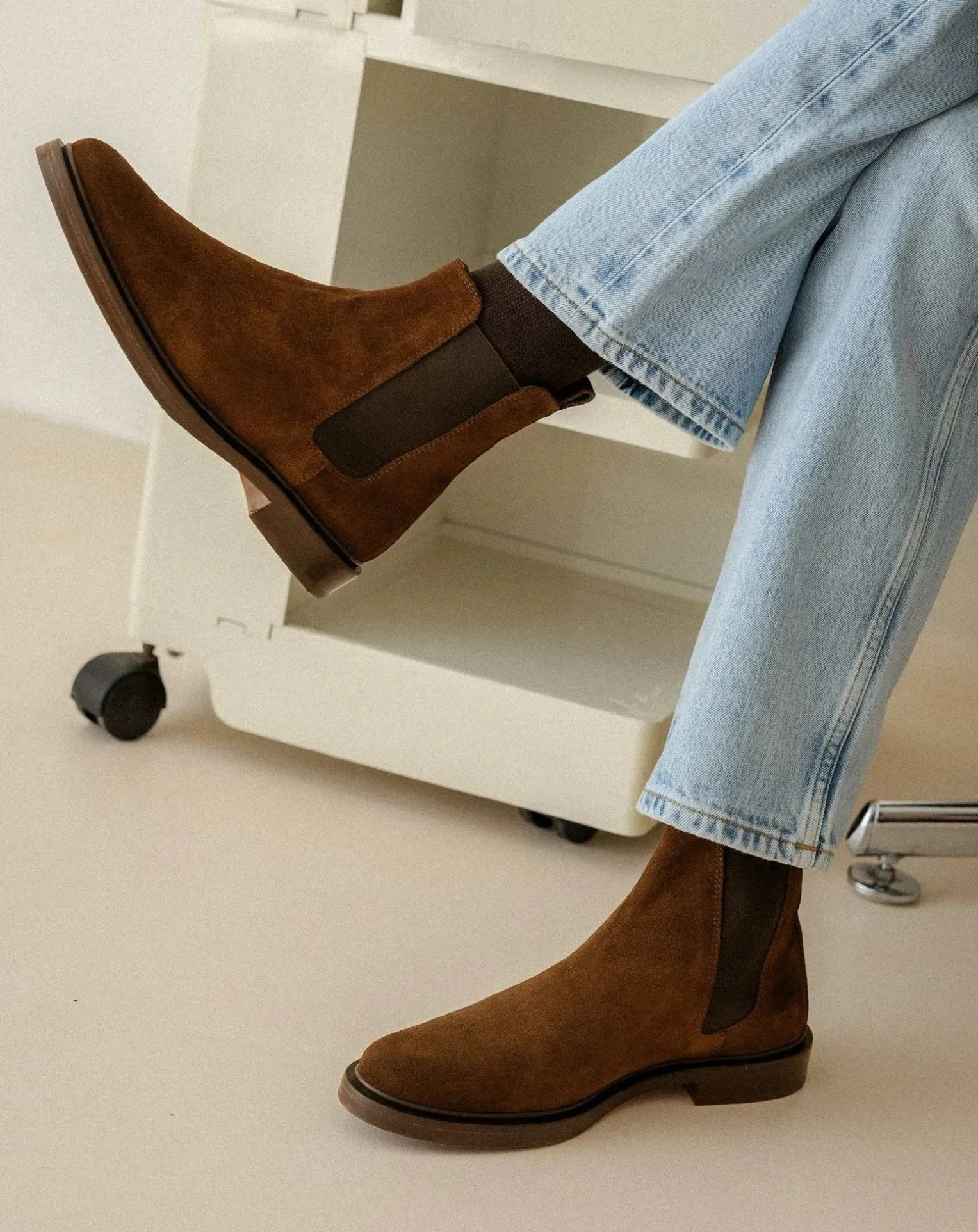 Boots Elastic Leather Suede