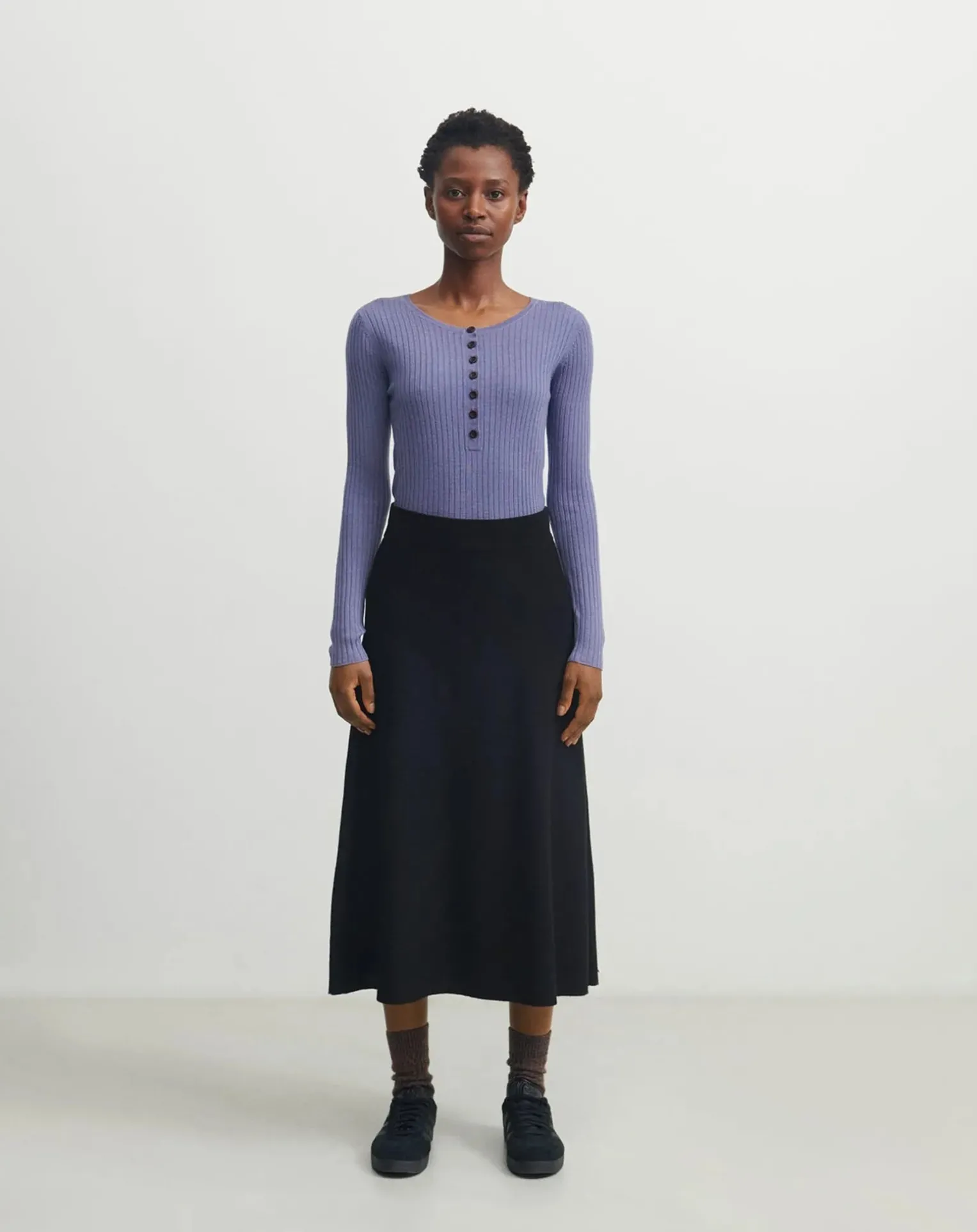 Buttoned Merino Wool Sweater - Women's Collection