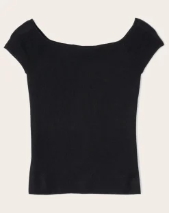 Cashmere and Silk Bardot Collar Knit Top