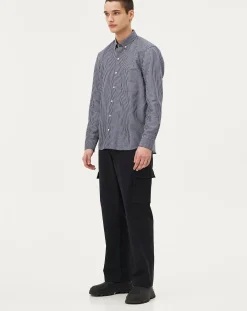 Curtis Blue stripes Upcycled Cotton Long Sleeve Shirt