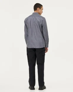 Curtis Blue stripes Upcycled Cotton Long Sleeve Shirt