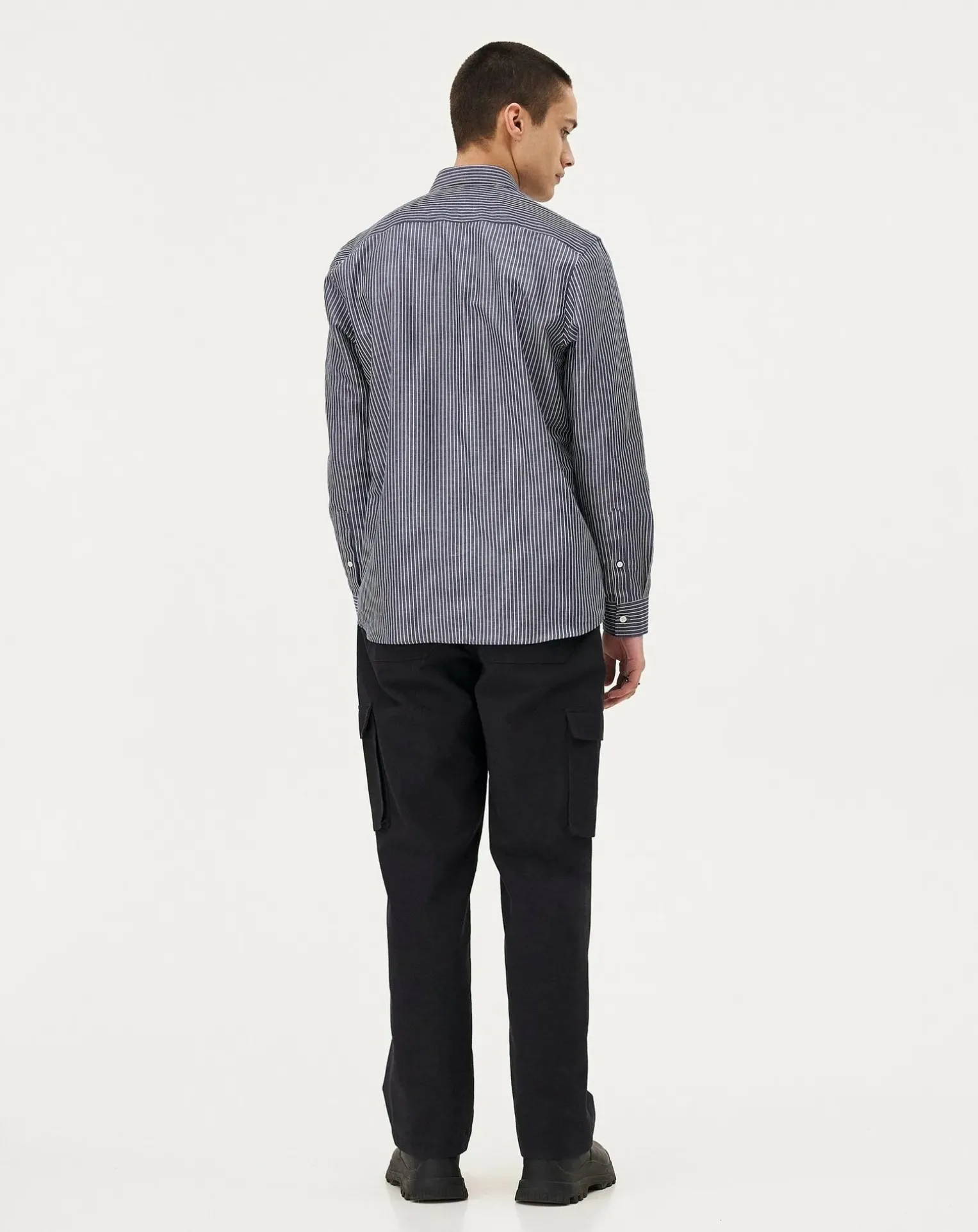 Curtis Blue stripes Upcycled Cotton Long Sleeve Shirt