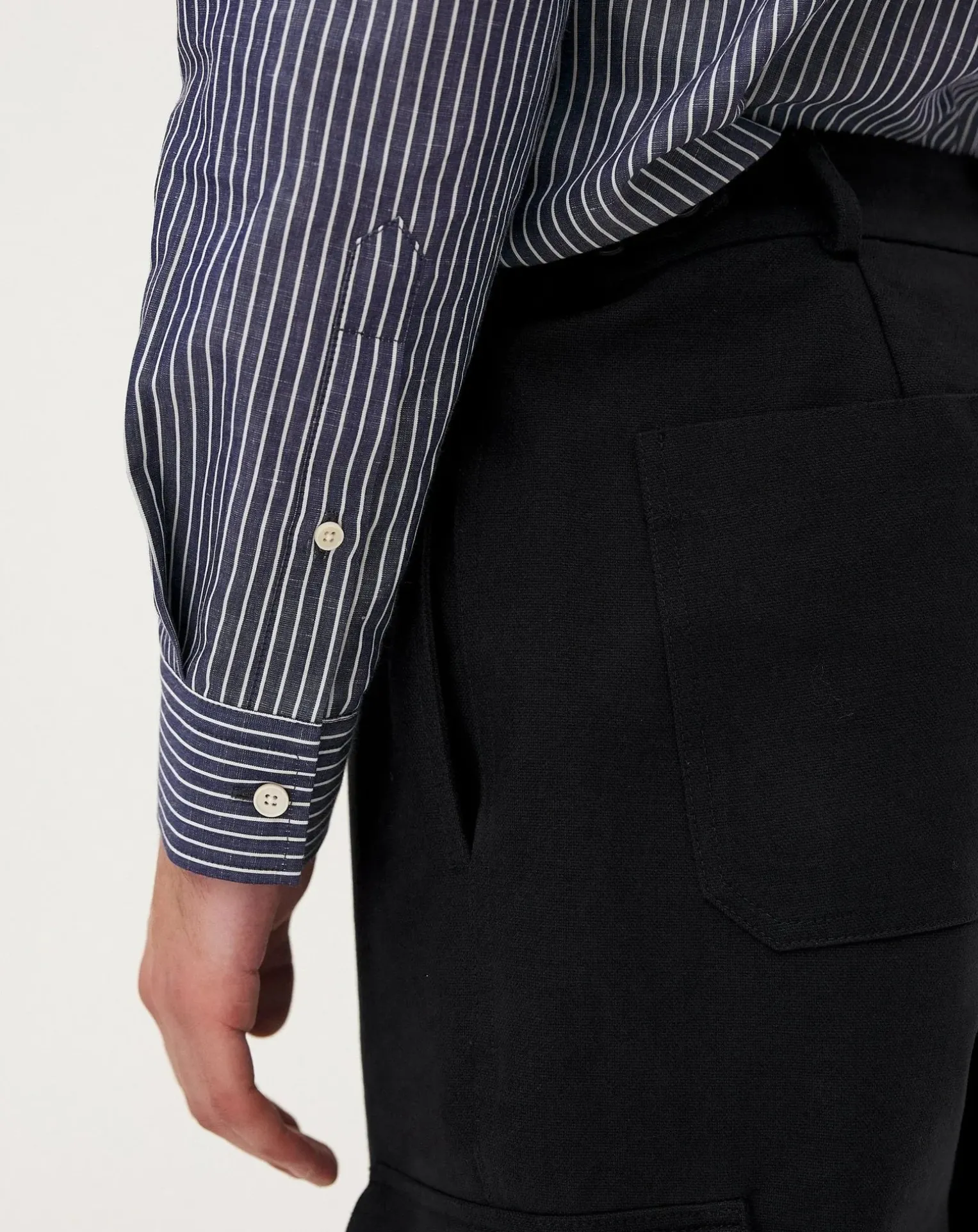 Curtis Blue stripes Upcycled Cotton Long Sleeve Shirt