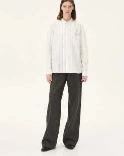 Curtis White stripes Upcycled Cotton Long Sleeve Shirt