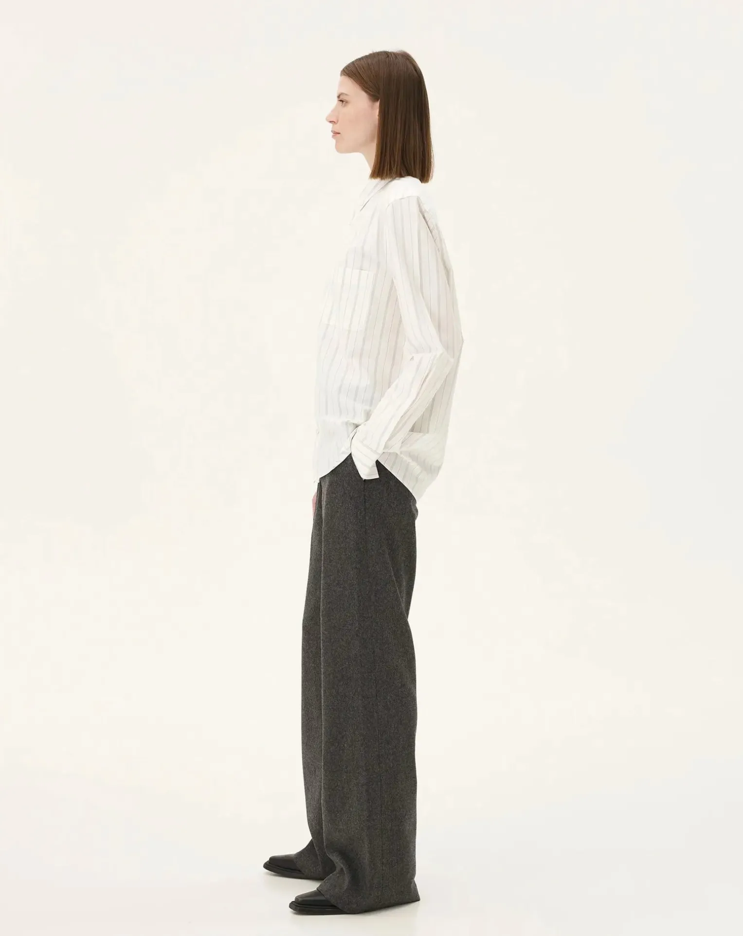 Curtis White stripes Upcycled Cotton Long Sleeve Shirt