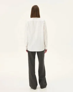 Curtis White stripes Upcycled Cotton Long Sleeve Shirt