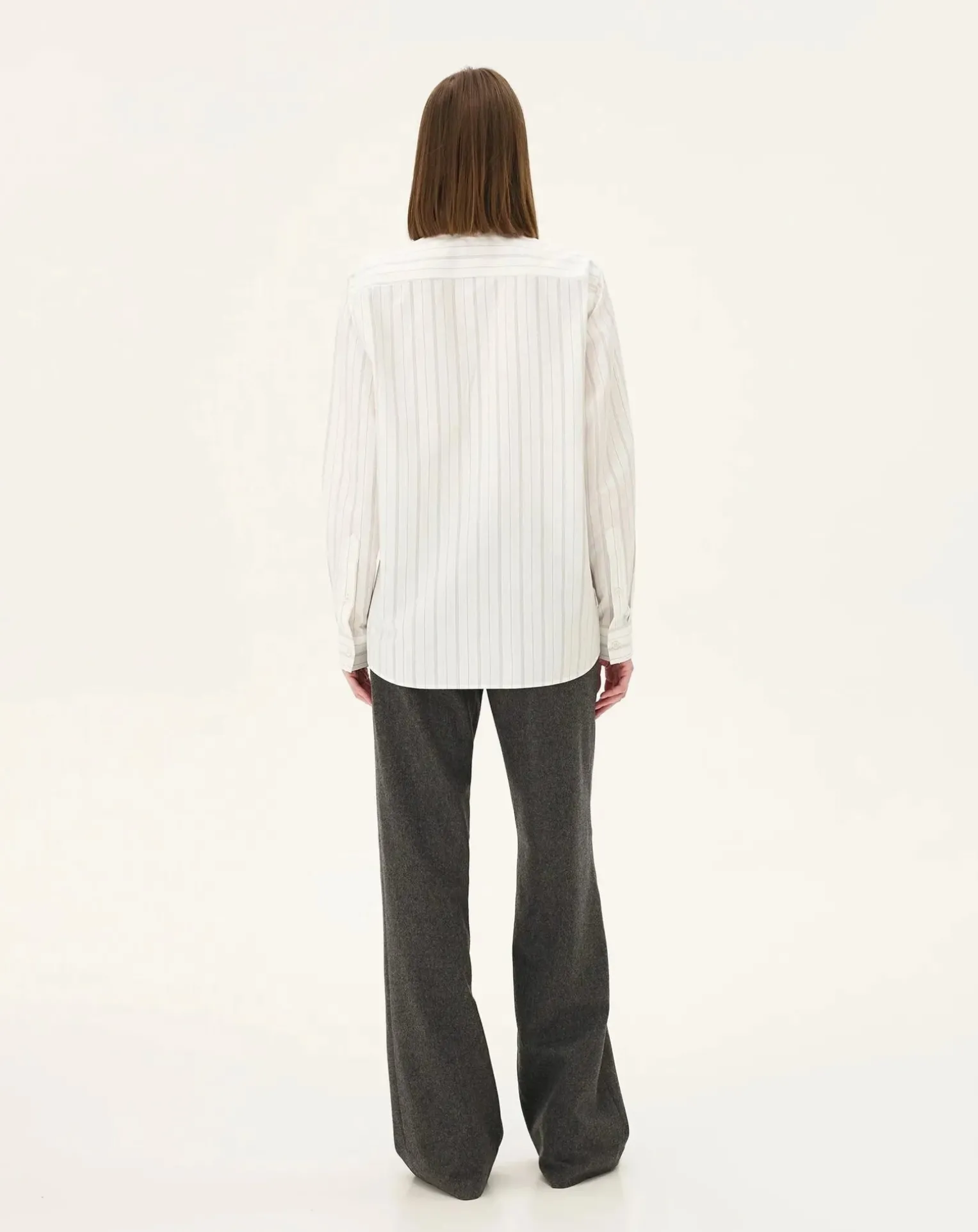 Curtis White stripes Upcycled Cotton Long Sleeve Shirt