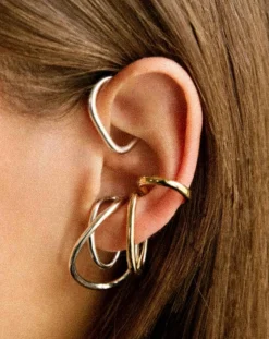 Earcuff gauche Shell en plaqué or