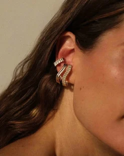 Earcuff horizontal Memphis en plaqué or
