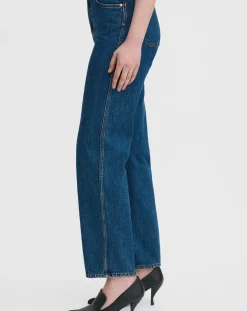 High Waisted Cropped Cotton Jeans