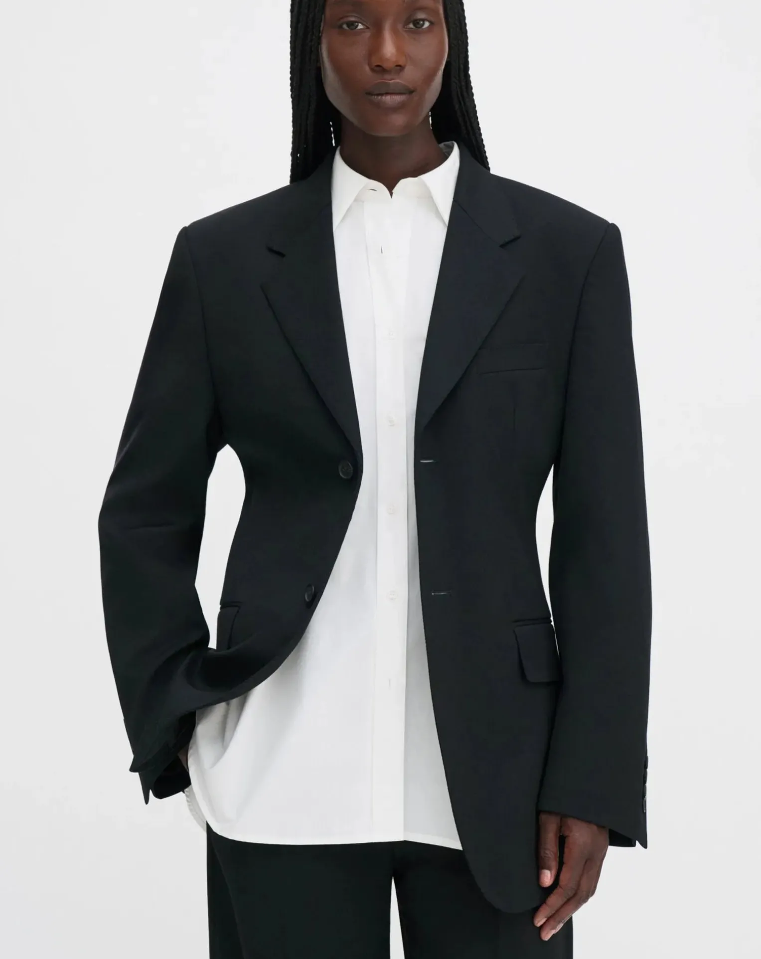 Hourglass single-breasted blazer in polyester