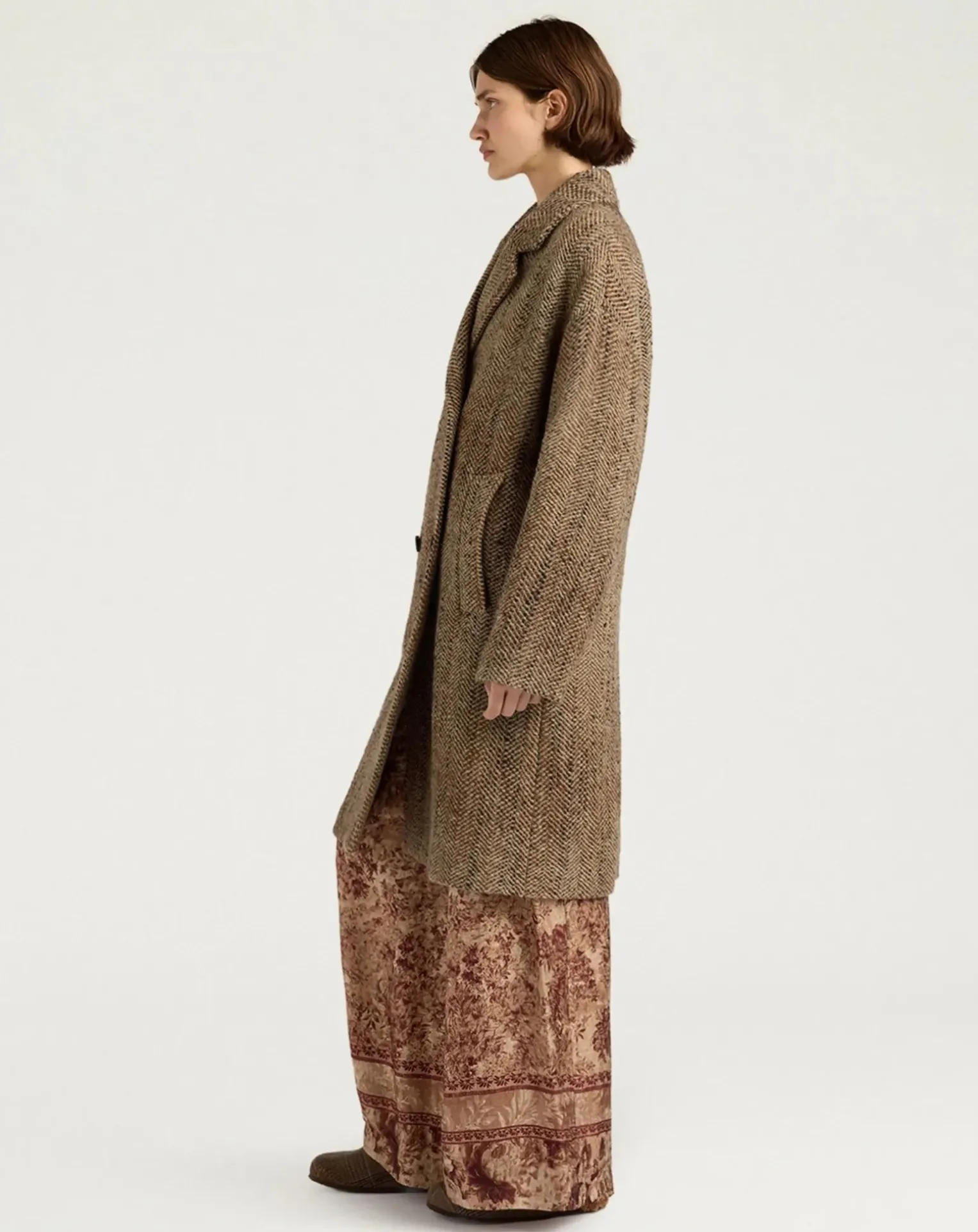 Lancaster Herringbone Virgin Wool Coat