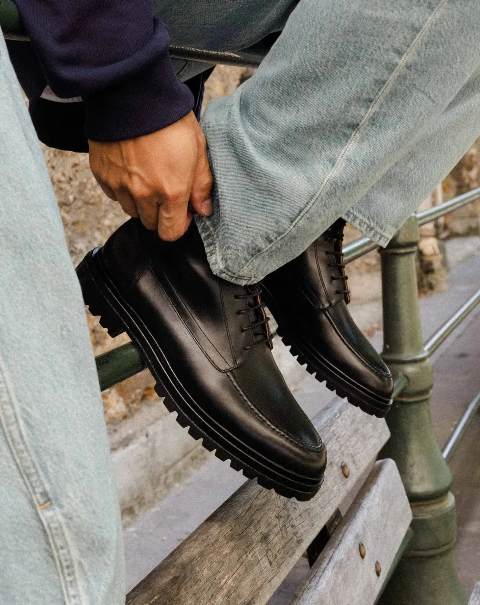 Leather lace-up boots