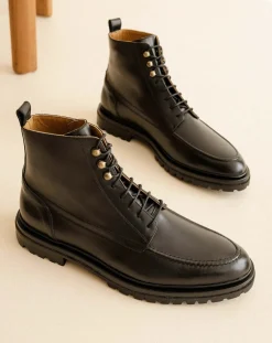 Leather lace-up boots