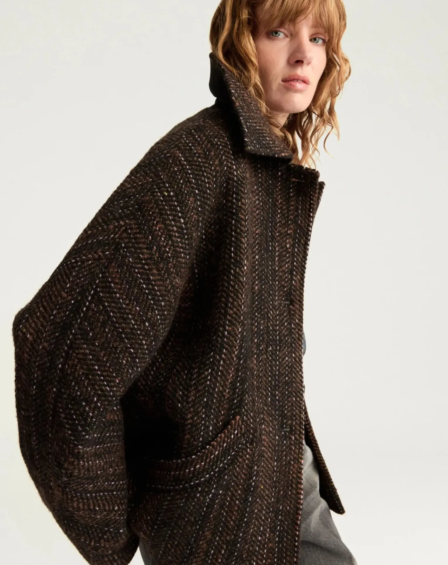 Lord Herringbone Virgin Wool Coat