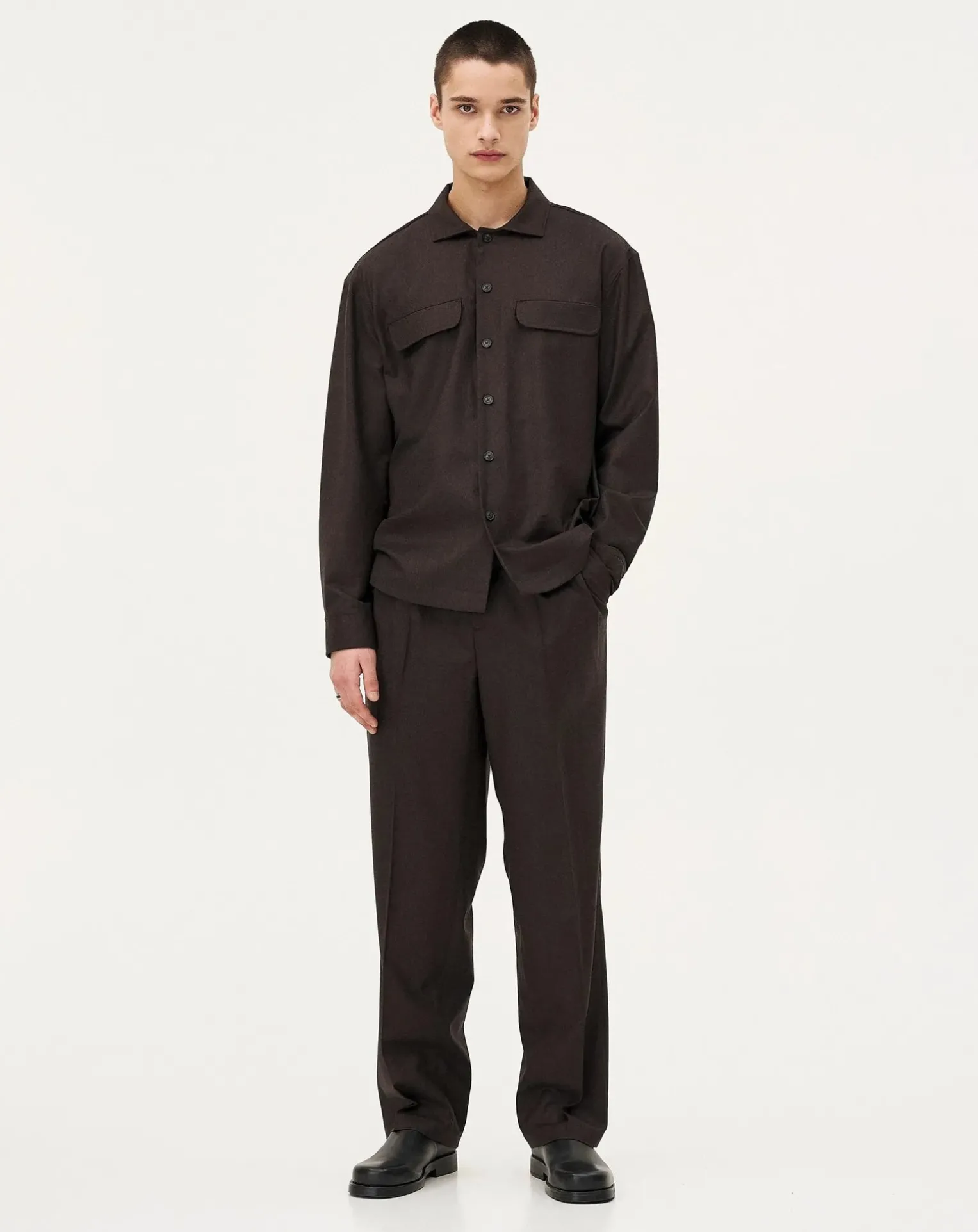 Mars Brown Wool Overshirt