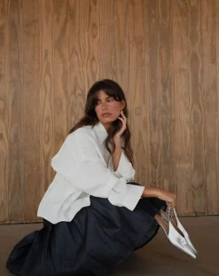 Metallic Heel Slingback