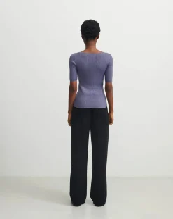 Pointelle Fine Knit Merino Wool Sweater - Women's Collection