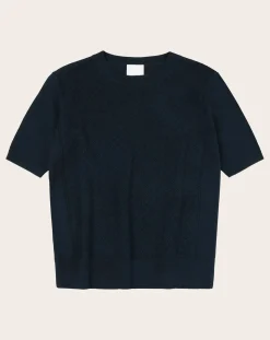 Pointelle Merino Wool Short Sleeve Sweater - Women's Collection