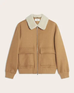 Recycled Wool Sheepskin Collar Jacket