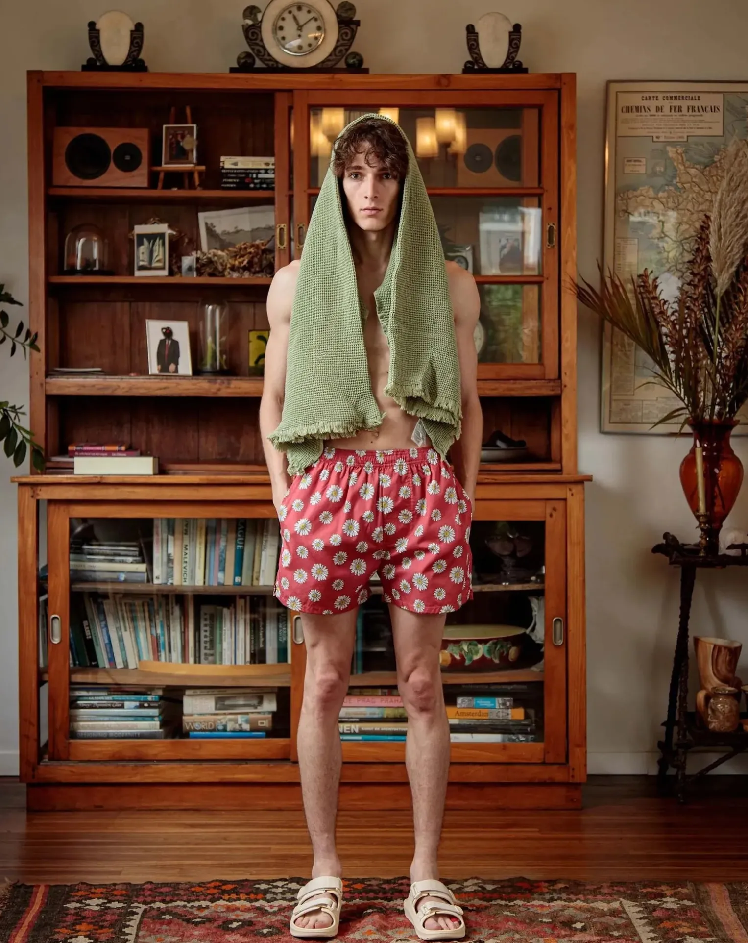 Red Flowers Organic Cotton boxer shorts