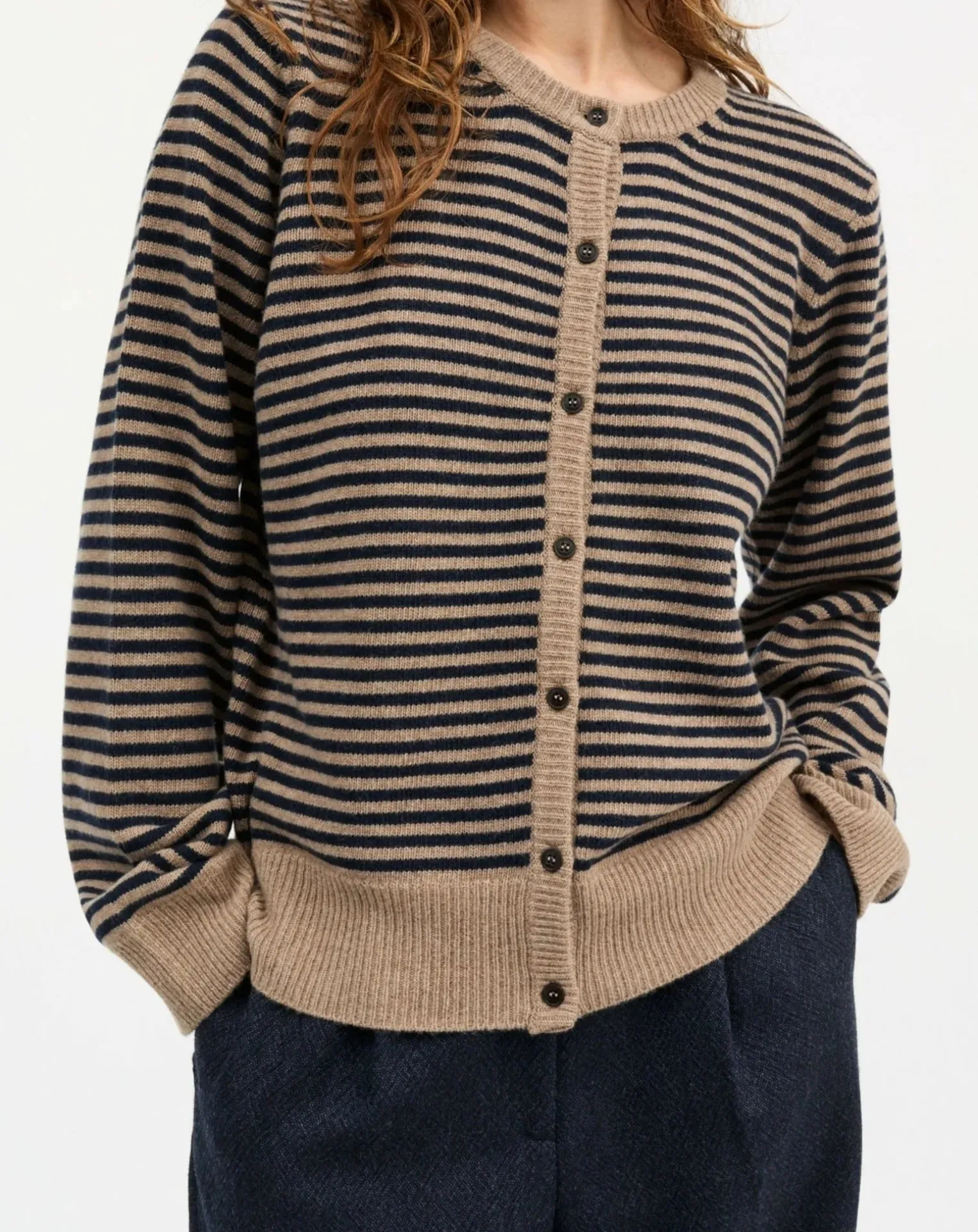 Senna Striped Merino Wool Cardigan