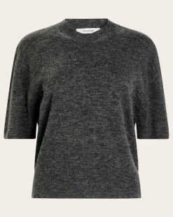 Short-sleeved alpaca sweater