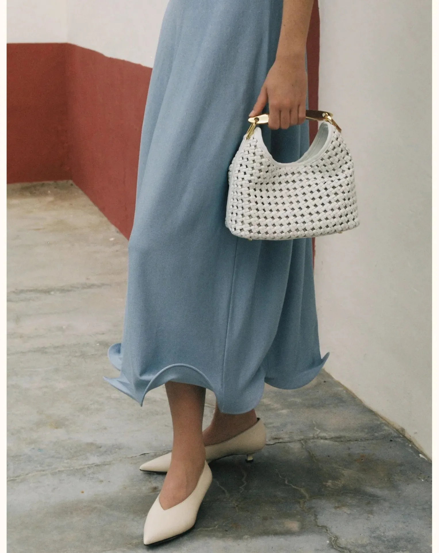 Small Boomerang Braided Leather Bag