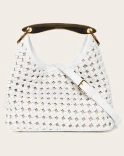 Small Boomerang Braided Leather Bag