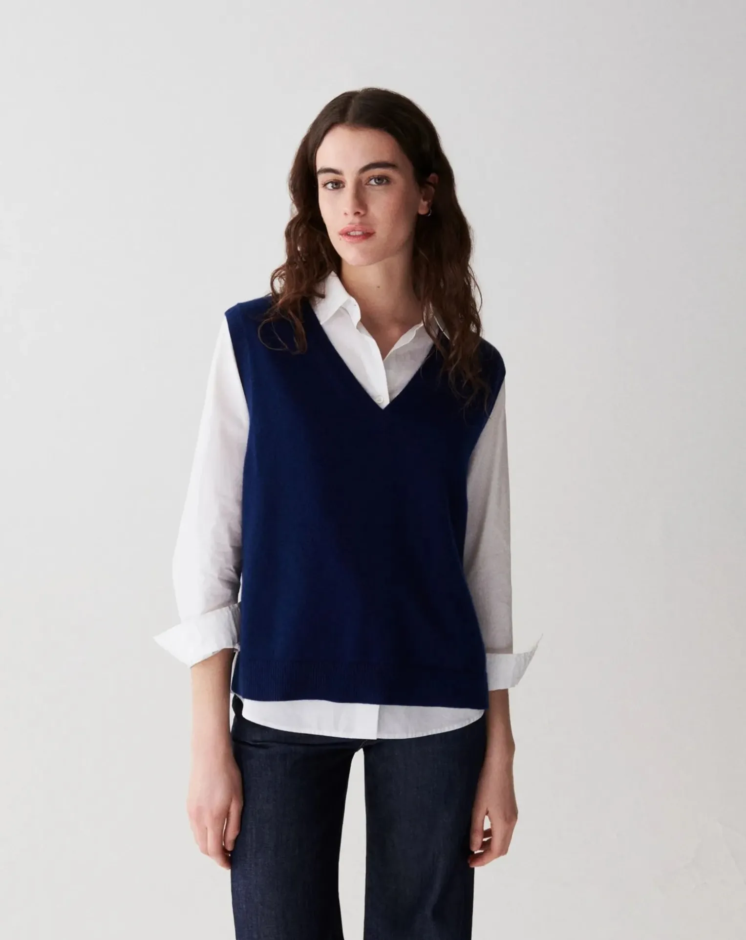 V-neck Sleeveless Cashmere Sweater