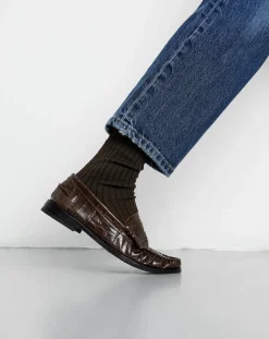 Zoe Crocodile Effect Loafers